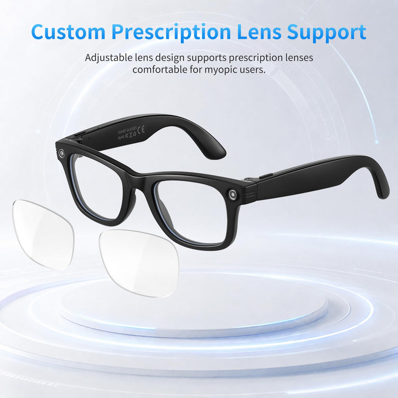 JASPIN AI Smart Glasses with Camera and Bluetooth - 4K EIS Anti Shake Video & Photo Capture,Real Time Translation,AI Assistant with ChatGPT,Object Recognition,One-Click Video Creation Gray+clear+photochromic