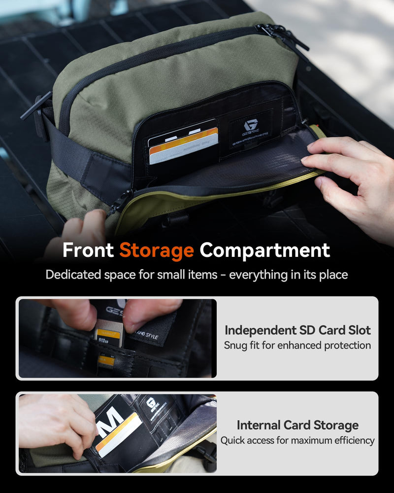 Camera Sling Bag, Everyday Shoulder Bag, Multifunction Portable Travel Bag with Tripod Holder, for Lightweight DSLR/SLR/Mirrorless Small Camera & Gaming Gear - Olive Green