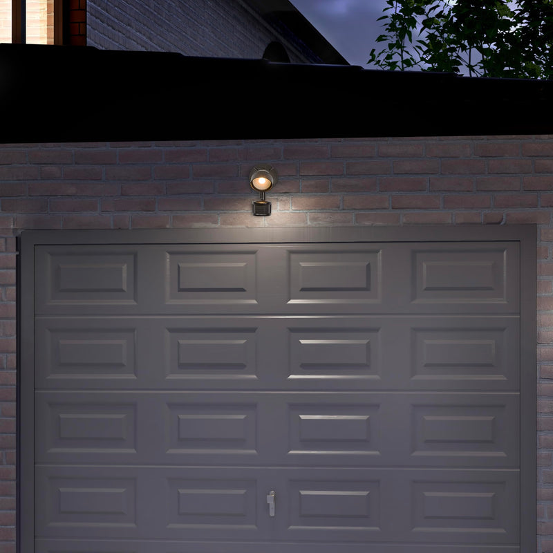 [AUSTRALIA] - Maxxima LED Outdoor Flood Wall Light, Exterior Security Light with Adjustable Head, 800 Lumens, Featuring Motion Sensor and Dusk to Dawn Sensor, 3000K Warm White, Brown Fixture 