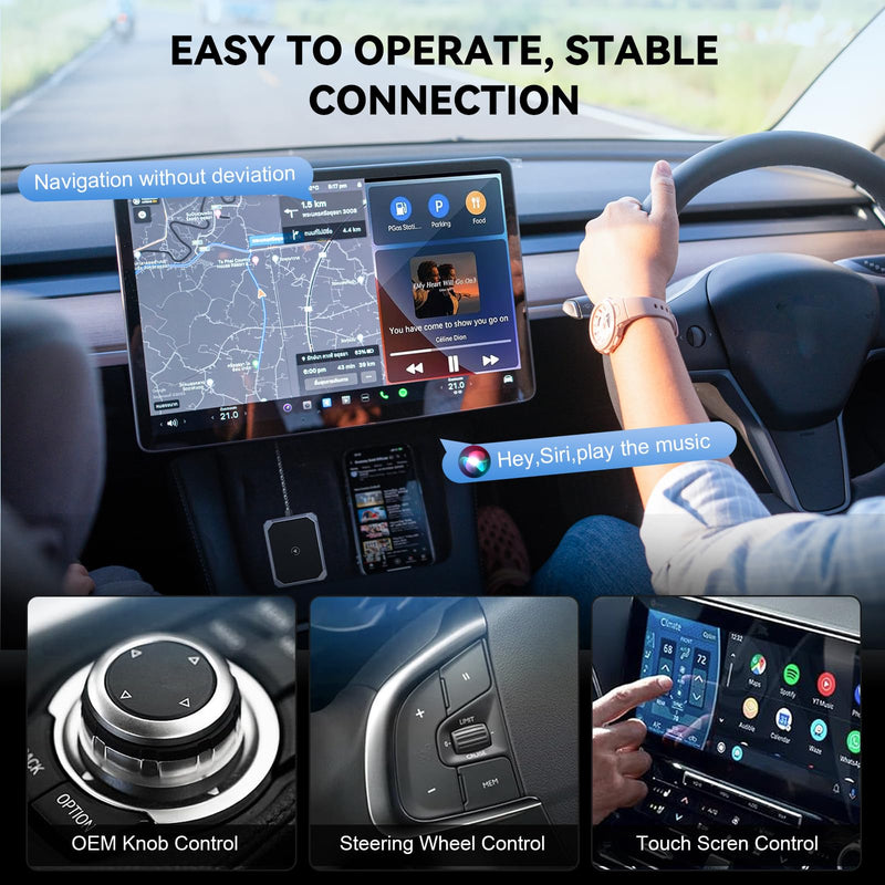 Wireless CarPlay Adapter, Converts Wired to Wireless Carplay Plug & Play Dongle Wireless Control for iPhone 8 or Above & OEM Wired CarPlay Cars