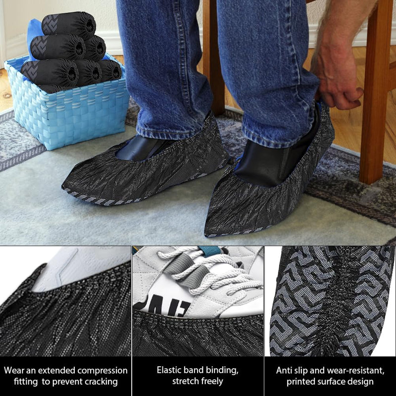 Disposable & Reusable Shoe Covers - Waterproof & Non-Slip - Overshoes for Indoor/Outdoor Use - Tear-Resistant, Breathable - Ideal for Surgical Shoes, Hotel Slippers, Guest Slippers (45 x 17 cm) 45X17CM