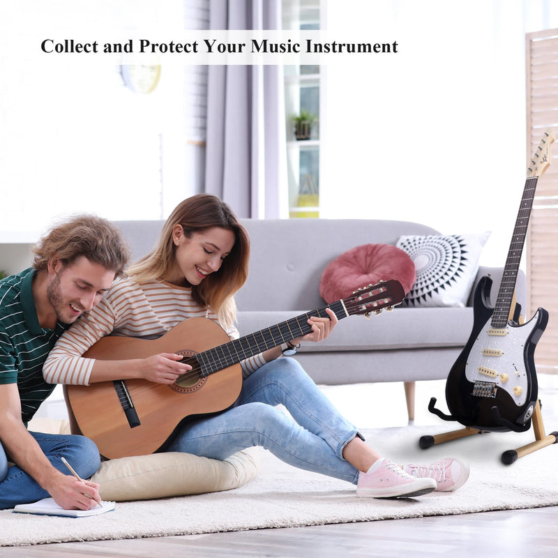 MUSO Guitar Stand,Acoustic Guitar Stand,Wood Classical Electric Guitar Stand,Foldable Bass Guitar Stand,Guitar Accessories also fit Bass,Violin,Ukulele(Zebra) Zebra