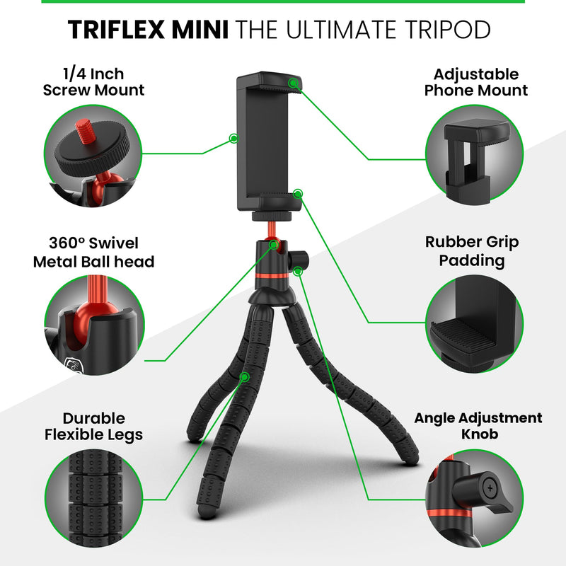 Mini Flexible Tripod for Cell Phones - iPhone Tripod Stand with Wireless Remote Shutter - Fits Any Phone - Portable, Small Travel Tripod for iPhone, Android, Camera & GoPro