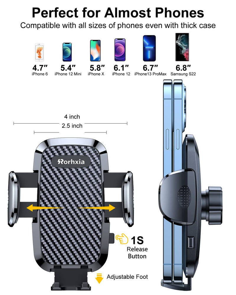 Car Vent Phone Mount, [Never Blocking Vent, Enjoy The Comfort of The A/C] Hands-Free Universal Extension Clip Air Phone Holder Car Fit for All Phones iPhone Samsung More Black