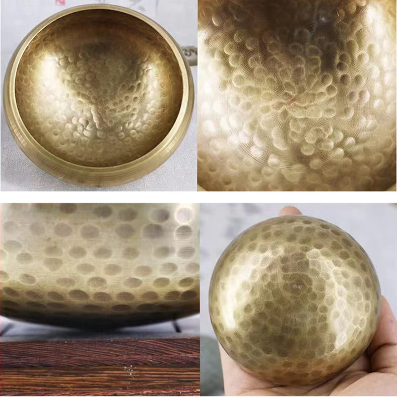Tibetan Singing Bowls Set, Singing Bowls, Meditation Sound Bowl Handcrafted in Nepal, For Yoga, Meditation, Mindfulness, Healing & Chakra balancing 3.15 inch Gold