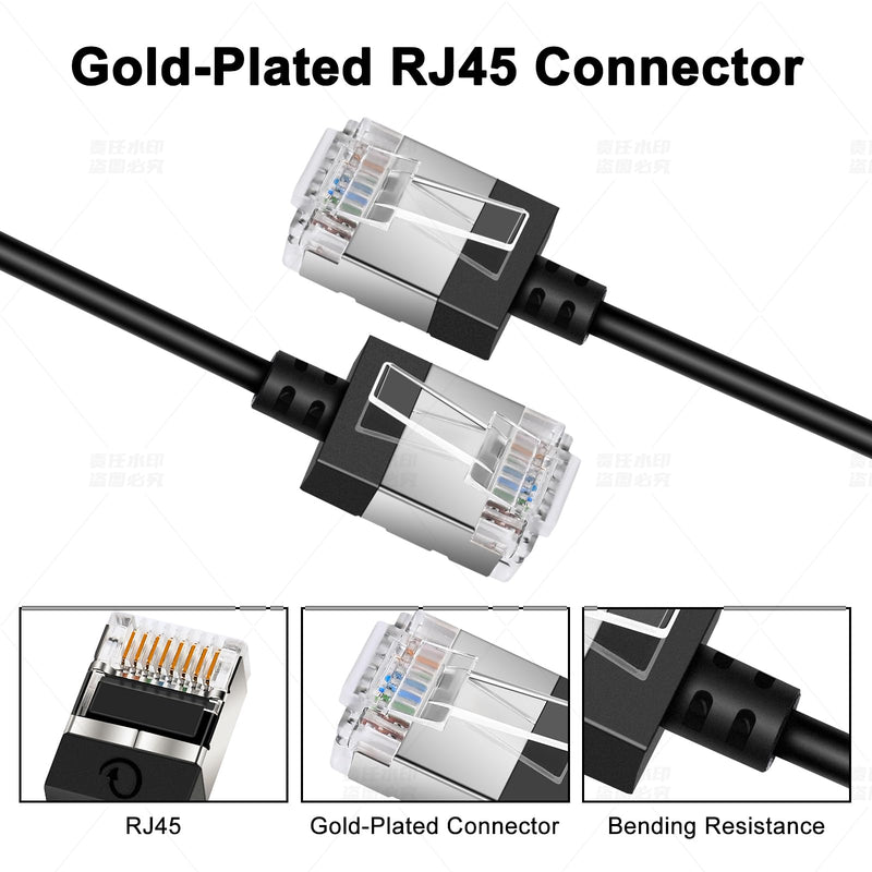 Ultra Thin Cat6 Ethernet Cable 15FT 10Pack, Gigabit UTP Network Cable | Flexible & Slim Cat6a RJ45 LAN Cord, 10Gbps 550MHz Cat6 Internet Cord, for PC, Router, Windows (Black) Straight to straight 10-Pack