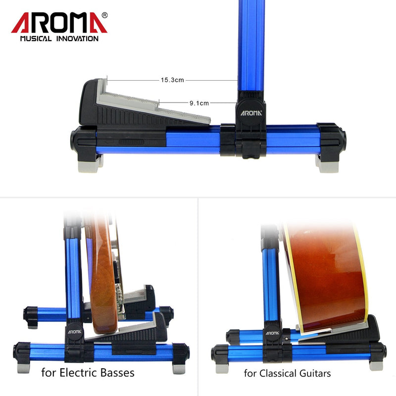 [AUSTRALIA] - Guitar Stand - Foldable Aluminum Floor Stand Adjustable for All Types of Guitars, Basses, Ukuleles and Violins, Banjo Easy to Carry Steady Stand Safe Protection (Blue) 