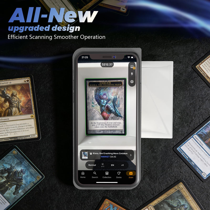 [AUSTRALIA] - Card Scanner Pro Max–Card Scanner Stand for MTG & TCG, Scan Sleeved & Unsleeved Trading Cards, Phone Holder with Rechargeable Magnetic Fill Light, 3 Modes 6 Levels, MTG Card Scanner Stand for ManaBox 