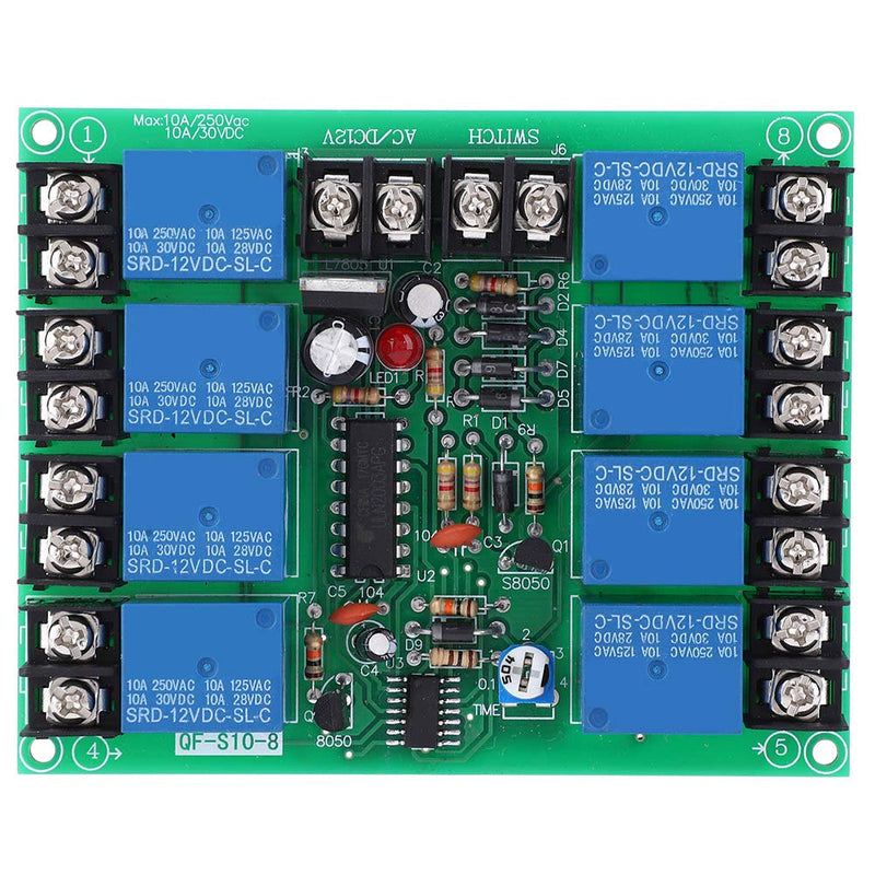 Power Time Sequence Board 8 Channels Power Time Sequence Board 0.2-4S Adjustable Sequential Controller Module for Stage KTV or Audio Devices