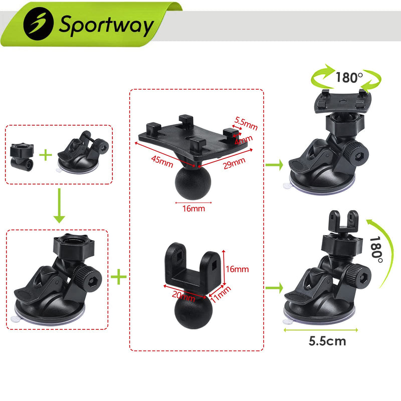 S40 Dash Cam Suction Mount (3rd Gen) with10pcs 360 Rotating Joints Compatible for Rexing, Old Shark, Yi, TOGUARD, Compark, Kingslim, Crosstour and Most Dash Cameras, DVR, GPS
