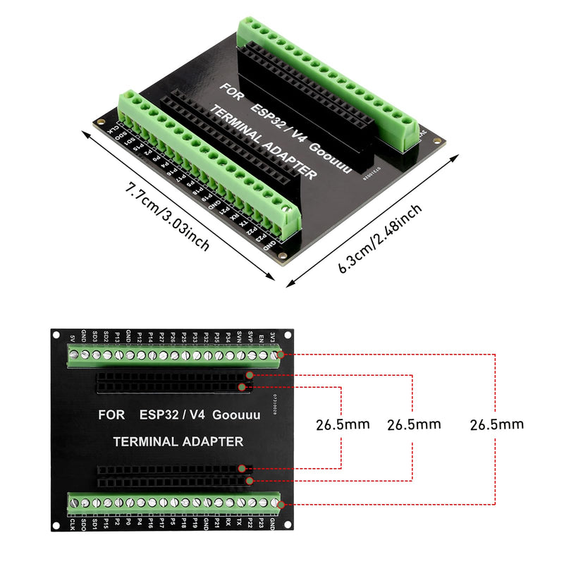 Heemol Pack of 3 for ESP32 GPIO Breakout Board for 38PIN 25.5mm for ESP32 Development Board Expansion Board for ESP32 Breadboard Breakout board x 3
