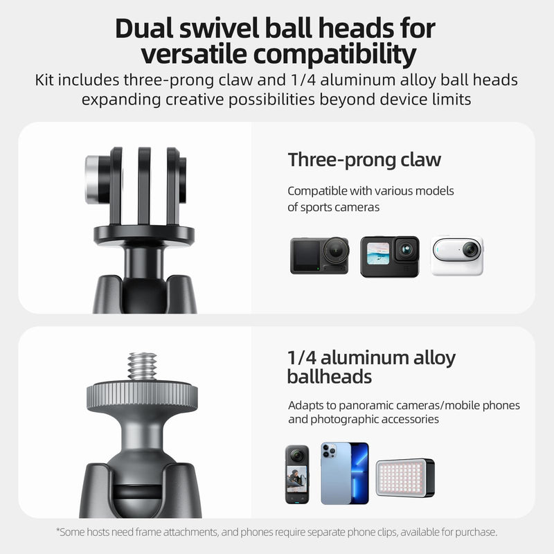 TELESIN Magnetic Mount Magnet Metal Mounts Accessories for Action Camera, 360 Quick Release Car Holder Attach for GoPro Max Hero 12 11 10 9 8 7 6 Insta360 X2 X3 Go3 Ace Pro DJI Action 4 Osmo Pocket 3 Magnetic Car Mount
