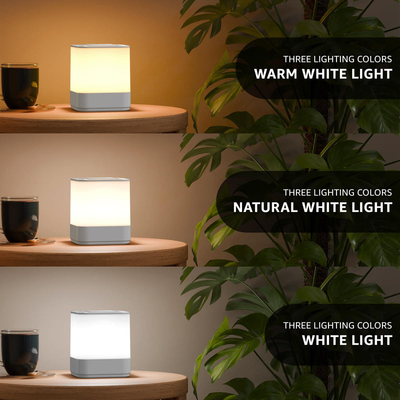 uuffoo 2 Pack Rechargeable Small Night Light Touch Dimmable Cordless Lamp | 3-Mode Lighting | 4000mAH Battery Operated | USB Changing | Portable Table Lamp for Bedside Bedroom Travel White A