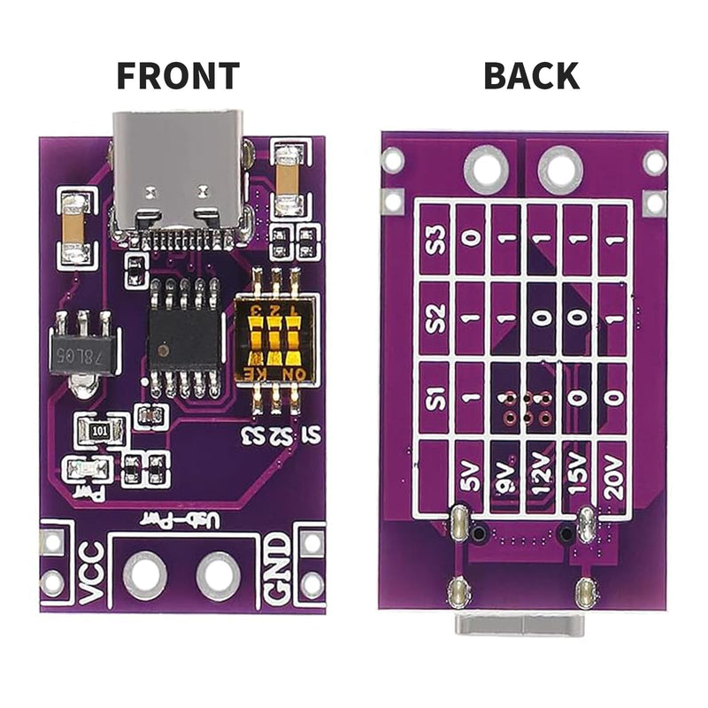 QC/PD/AFC Power Supply Trigger Module - 6 Pieces Fast Charge Trigger USB-C Adapter, Adjustable Module with 5V/9V/12V/15V/20V, DC Fake Charge Trigger Circuit, Fast Charge Polling Detector