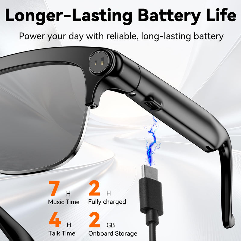 AI Smart Glasses with camera, Continuous AI Chat, 8MP Camera Glasses, 1080P Recording Glasses for Men Women,Hands-Free Music & Calls,Real-Time Translation,Ideal for Business Meetings,Travel,&Daily Use Photochromism