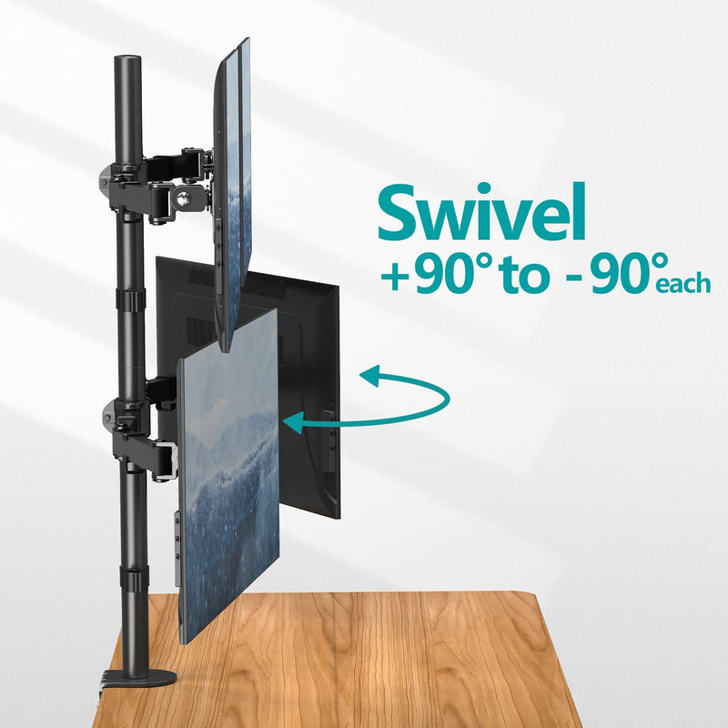 MOUNT PRO 4 Monitor Mount for Max 32" Computer Screens, Up to 17.6lbs Each | Quad Monitor Stand for Desk, Fully Adjustable Stacked 4 Desk Arm with Tilt, Swivel, Rotation, VESA 75x75/100x100mm Black(Max 32")
