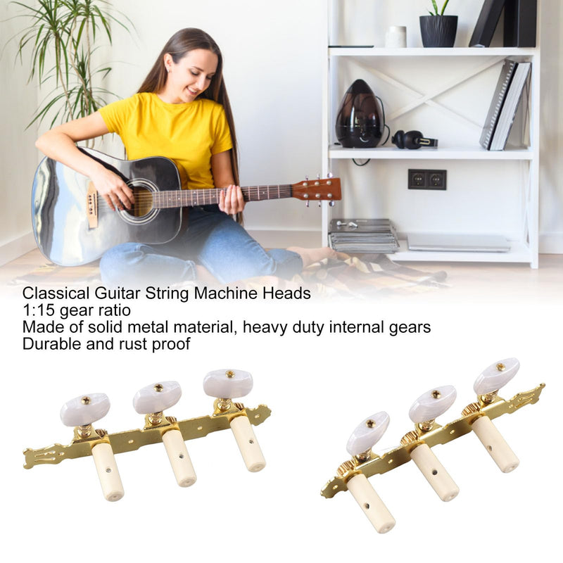 [AUSTRALIA] - 2Pcs Guitar Tuners Machine Head, Classical Guitar String Machine Heads Tuning Pegs Keys Tuners Set White Button 