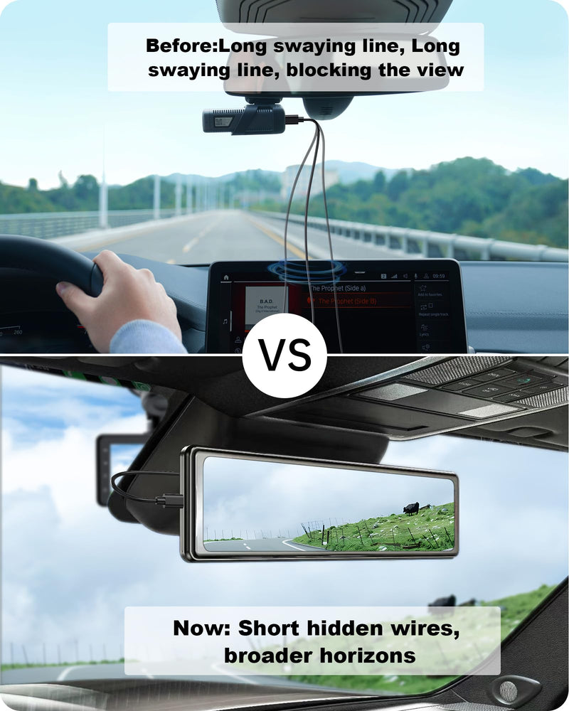 Dash Cam Power Adapter 10 PIN Type B for Toyota, Lexus, Subaru Models - Rearview Mirror Compatible With 3 USB Cable