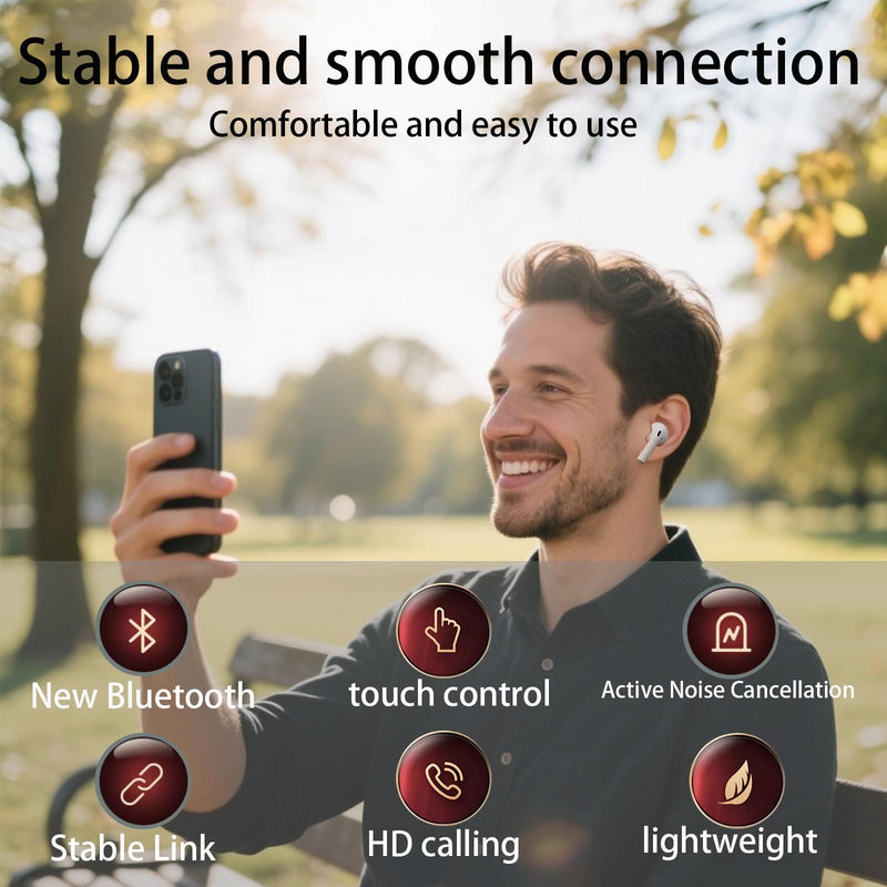 Wireless Earbuds Active Noise Cancelling, 40H Bluetooth 5.3 Headphones IPX7 | Active Noise Cancelling, 40H Playtime, Bluetooth 5.3, IPX7 Waterproof, Hi-Fi Stereo, In-Ear, USB-C Fast Charging, Universal Cloud white