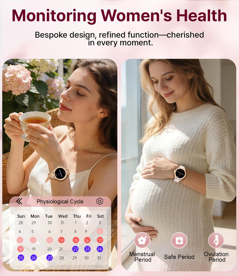 LIGE Smart Watches for Women,1.32" HD Fitness Tracker Watch with Answer/Make Call,AI Voice Control,Heart Rate/Calories/SpO2 Monitor 100+ Sport Modes Ladies Smart Watch for Android iOS (Gold) Gold