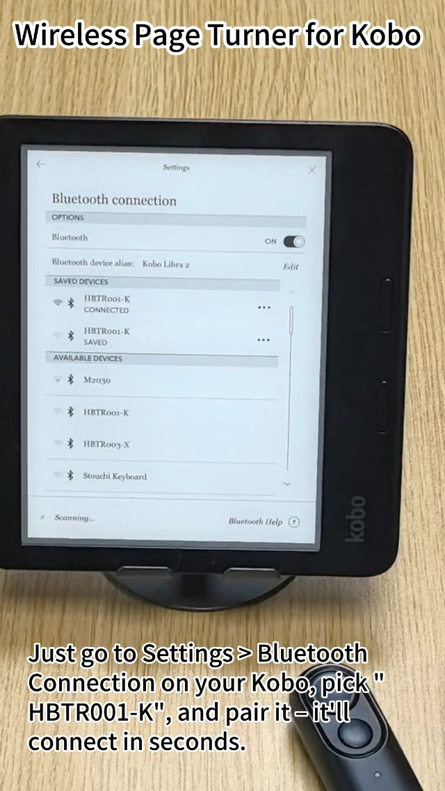 Remote Page Turner for Kobo e-Readers, Wireless Clicker Page Turner White