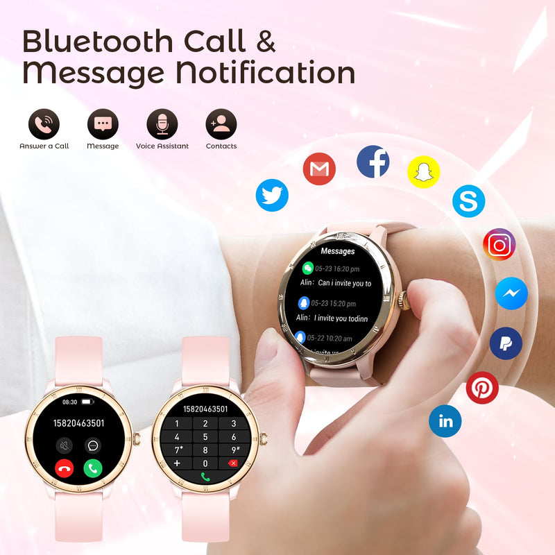 Smart Watches for Women 1.27" HD Roman Dial Sports Watches IP68 Waterproof | Activity Trackers with Heart Rate Sleep Monitor Smartwatch for iPhone Android Fitness Tracker Reloj Inteligente para Mujer Steel