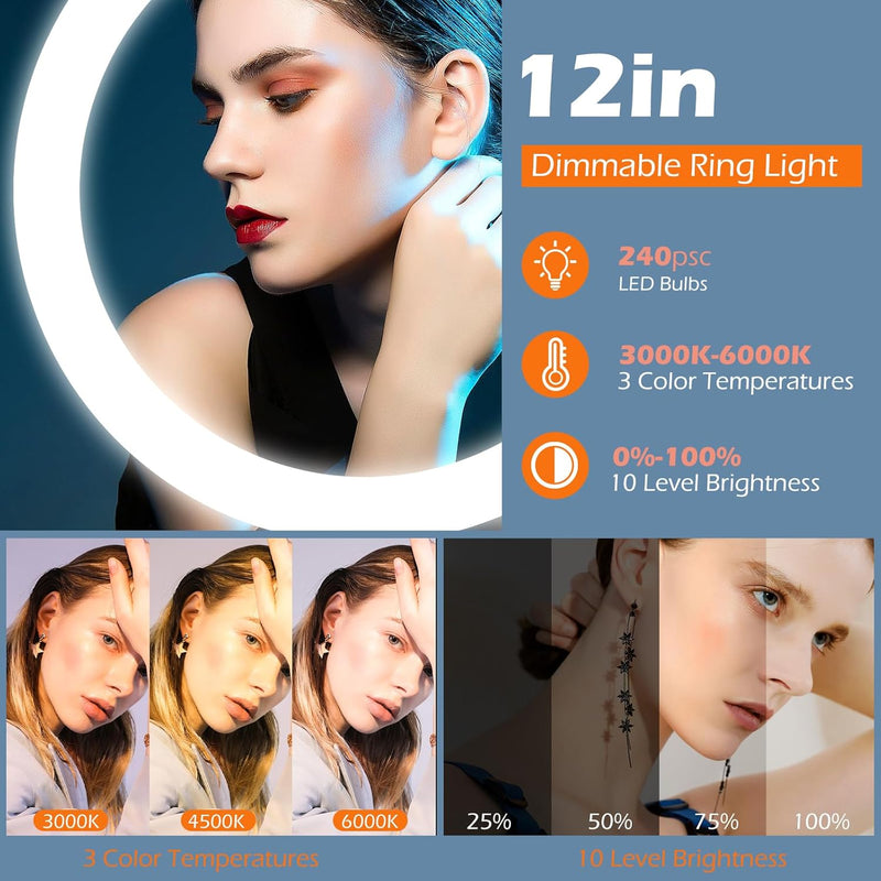 [AUSTRALIA] - Sensyne UBeesize 10" Selfie Ring Light with 50" Extendable Tripod Stand & Phone Holder for Live Stream/Makeup/YouTube Video 
