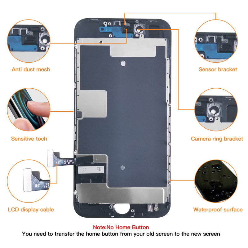 for iPhone 8/SE 2020 [ 2nd Generation ] Screen Replacement Black 4.7 inch, Bsz4uov LCD Display Touch Screen Digitizer, Waterproof Frame Adhesive Sticker+Repair Tool Kit 8/SE2020-4.7inch