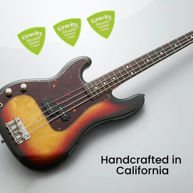 Gravity Picks Acrylic Guitar Picks - Polished, Sharper & Stronger Bevels for Brighter Sound & Tighter Grip - 1.5mm Stealth Design & Standard Thickness - Handcrafted in California (5 Pack)