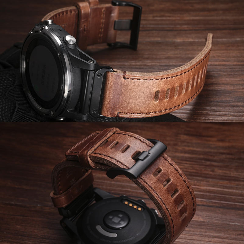 Soft Horween Leather Watch Band Compatible With Garmin, Strap For Fenix/Forerunner/Approach/MARQ/Quatix / D2 Series/Instinct/Epix/Tactix/Foretrex Natural root={'value': "26 mm / Middle (5.9'' - 8.7'')"}