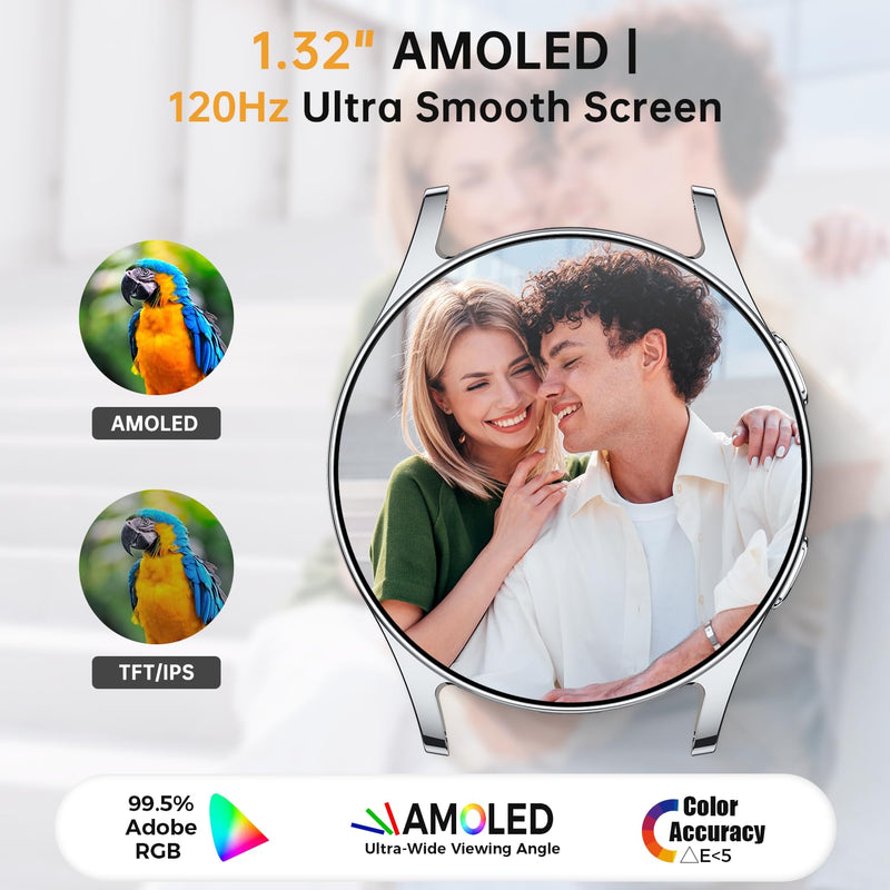 Smart Watch for Women, 1.32" AMOLED Smartwatch with AI Voice Assistant & Translator, Fitness Tracker with Heart Rate Sleep SpO2 Monitor, Bluetooth Call, 153 Sports, IP68, iOS Android Silver