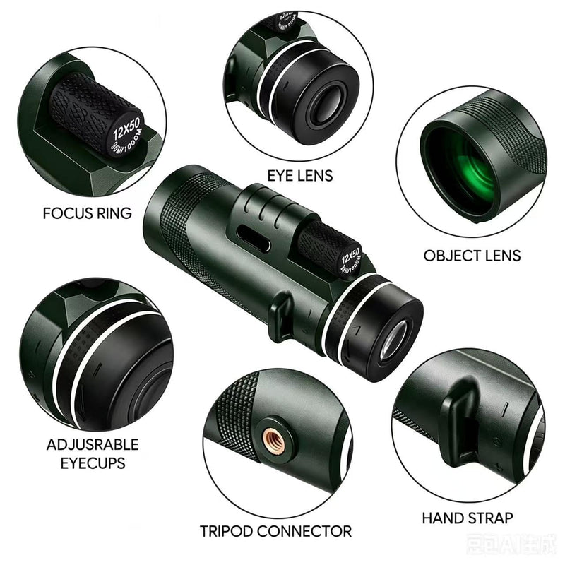 High Power HD Monocular Telescope - Green
