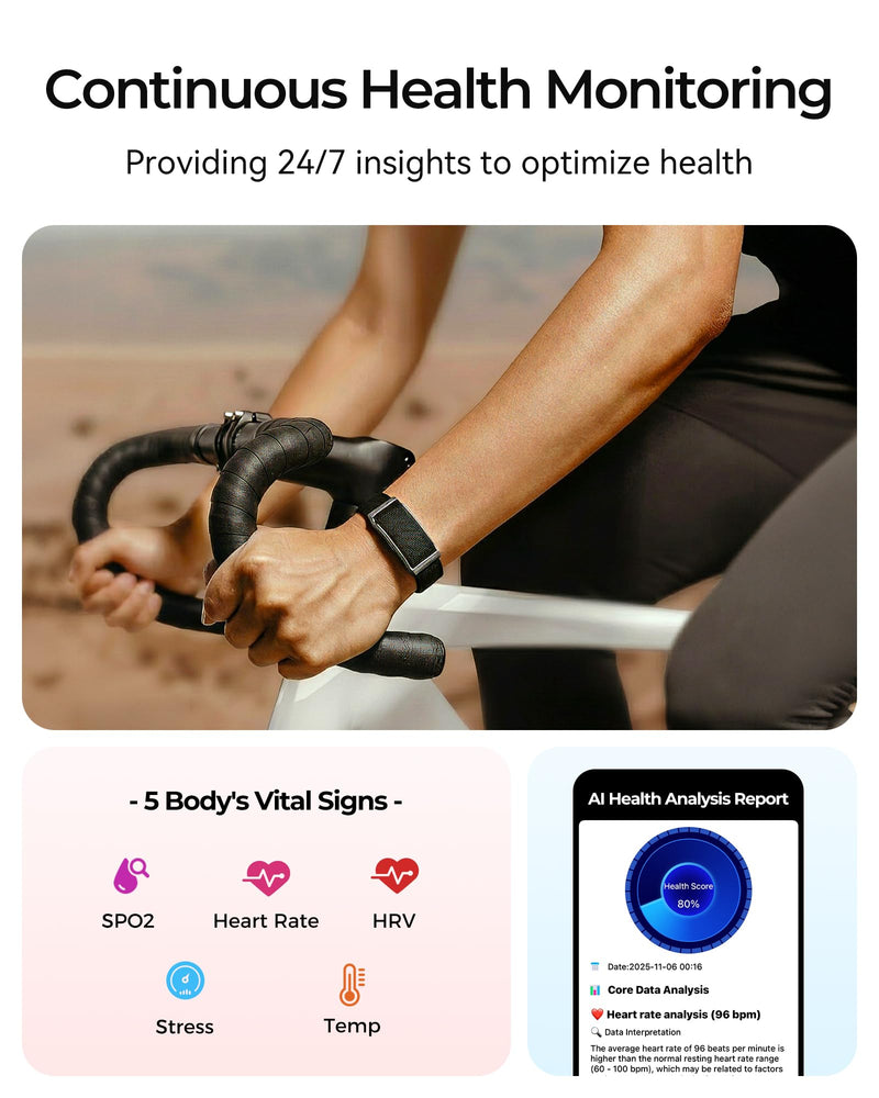 Fitness Tracker – 24/7 Activity & Sleep Tracker with Heart Rate/SpO2/Stress, 37 Sports Modes, Free APP, Smart Watches for Men Women, 2 Bands & Armband (Ink Black)