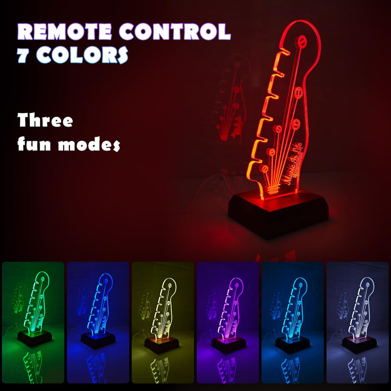Light Up Guitar Pick Holder with Music Sync, 7-Color LED Guitar Pick Lamp with Remote Control, Acrylic 3D Guitar Pick Storage Rack, Birthday Gift for Music Lovers and Guitarists, Guitar Accessories