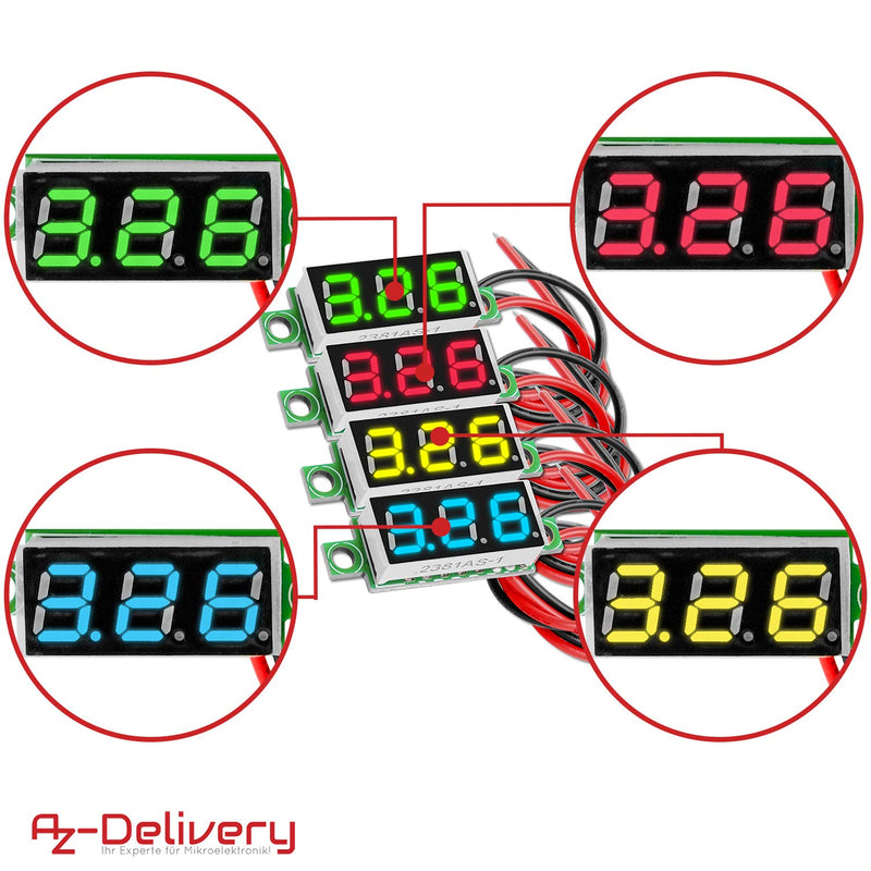 [AUSTRALIA] - AZDelivery Voltmeter 0.28 Inch/0.71 cm Mini Digital with 7 Segment Display 2.5 V - 30 V Parent 3 