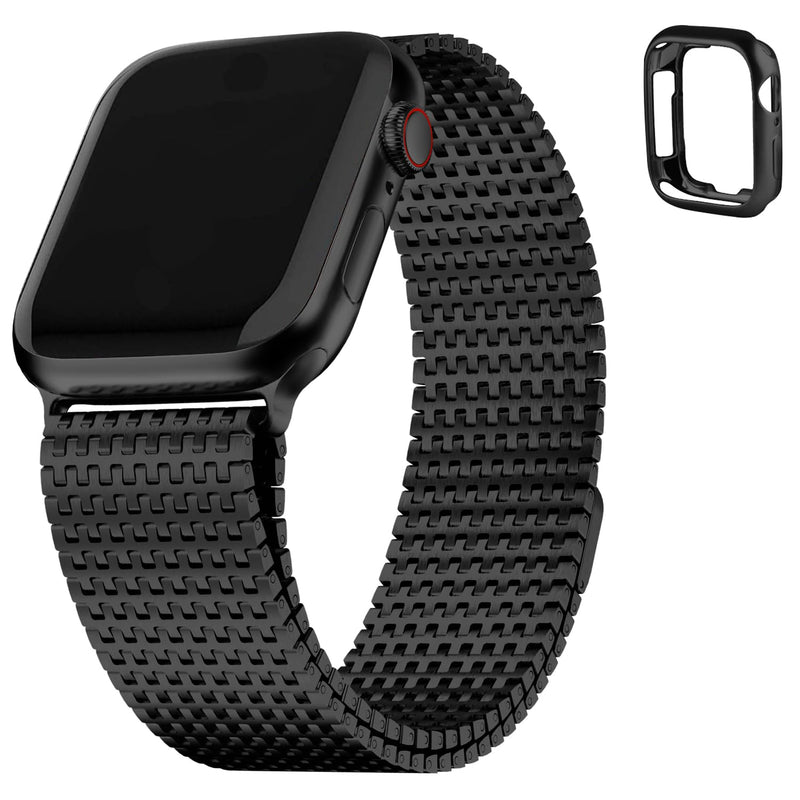 Fullmosa Compatible Metal Mesh Apple Watch Band 44mm/45mm/42mm Black with Case & Compatible Stainless Steel Apple Watch Band with case 44mm/45mm/42mm,Rose Gold