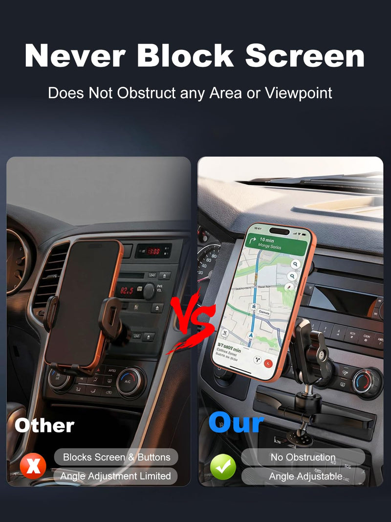 Magnetic CD Phone Holder for Car with 360° Metal Arm/Strong Magnets | for Magsafe CD Slot Phone Mount | Anti Shake Magnet CD Player Phone Mount for iPhone 17 Pro Max 16 15 14 13 Galaxy S26 S25