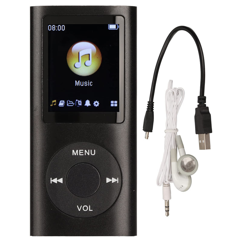 MP3 Player Stylish Multifunctional Lossless Sound Slim 1.8 Inch LCD Screen Portable MP3 Music Player (Black)