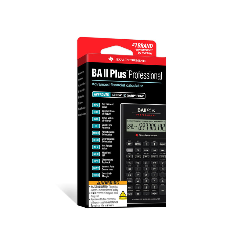BA II Plus Professional Financial Calculator Texas Instruments | Advanced financial calculator; Powerful computation functions