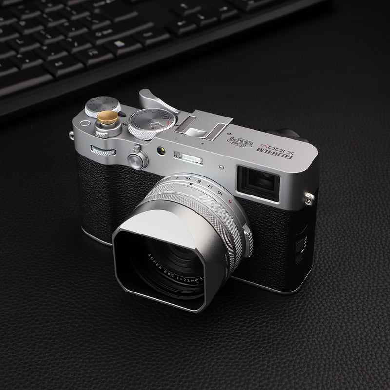 [AUSTRALIA] - X100VI Square Metal Lens Hood for Fujifilm Fuji X100VI Camera Silver with 49mm UV Filter Adapter Ring Haoge LH-X54W 