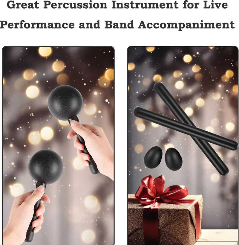 [AUSTRALIA] - 8 Pcs Tambourines for Adults Metal Jingles Half Moon Tambourine, Foot Tambourine, Wood Rhythm Sticks，Egg Shakers, Sand Hammer, Hand Percussion Instrument Set for Party, KTV 