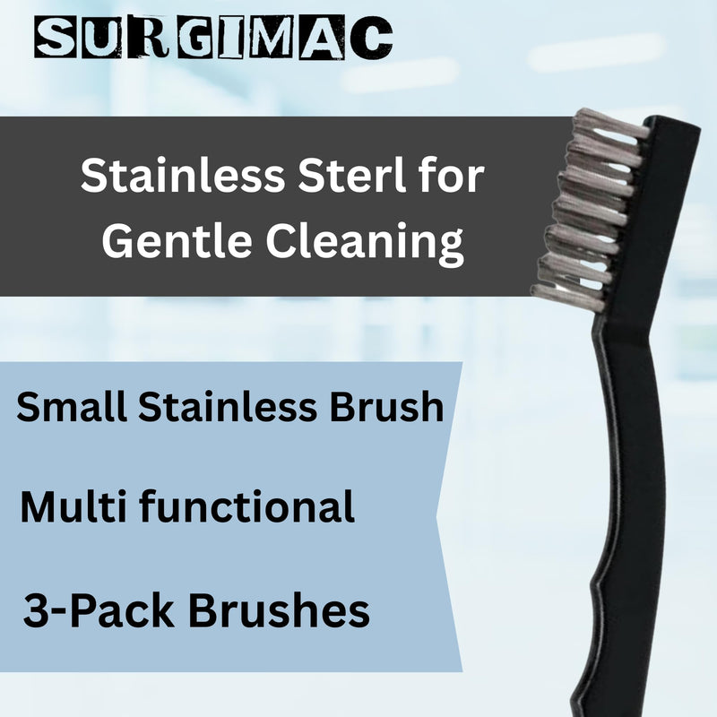 [AUSTRALIA] - SurgiMac Instrument Cleaning Brush with Stainless Steel Bristles, Reusable Multi-Purpose Cleaning Tool for Tough Surfaces & Small Parts, 3-Pack 