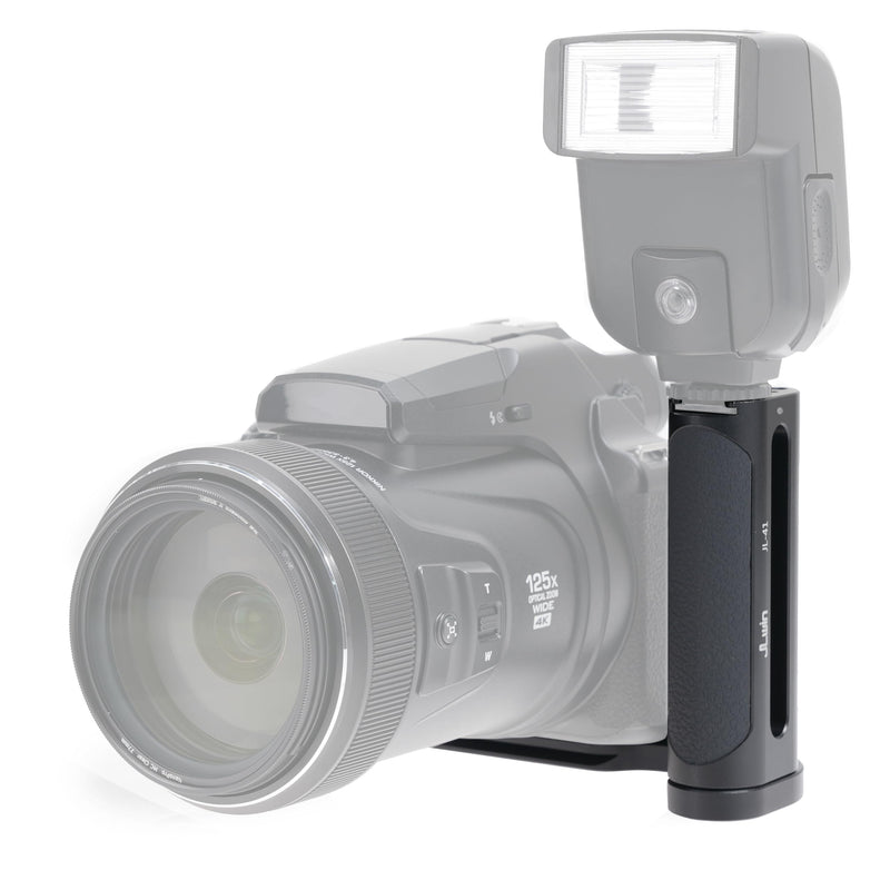 FocusFoto 2nd Gen L-Shaped Bracket Holder Stabilizer with Side Handle Grip Universal for DSLR Mirrorless Camera, with 1/4" Cold Shoe Mount for Mic Flash LED Light, Quick Release Plate for Arca Tripod
