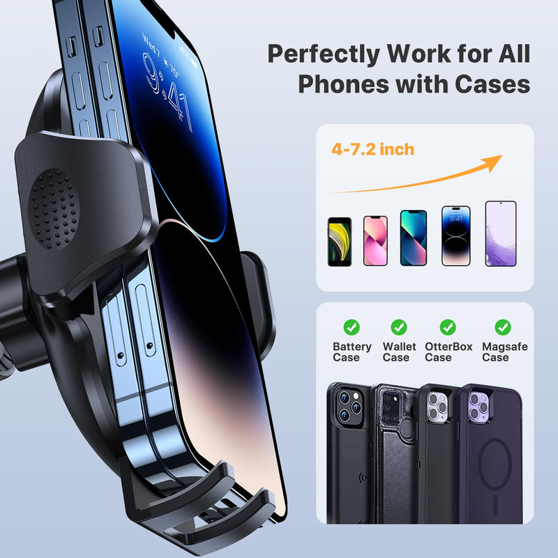 [AUSTRALIA] - Miracase Phone Holders for Your Car with Newest Metal Hook Clip, Air Vent Cell Phone Car Mount, Hands Free Universal Automobile Cradle Fit for iPhone Android and All Smartphones, Dark Black 