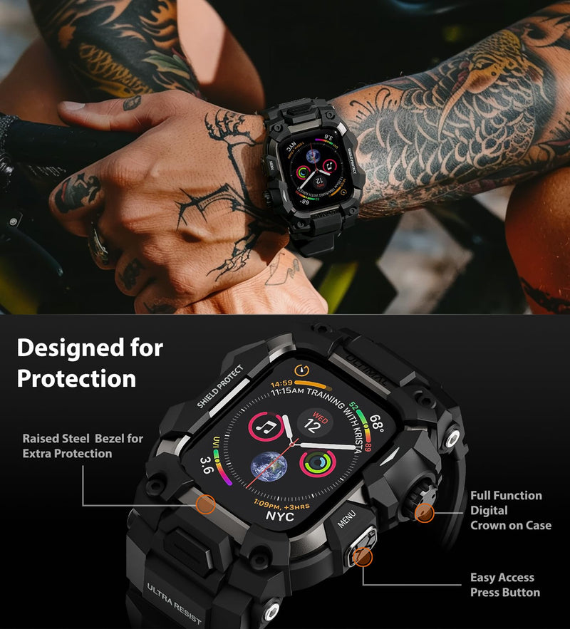 ULTIMAL Rugged Case with Band for Apple Watch 44mm,for Apple Watch Series SE/SE 2nd Generation/6/5/4