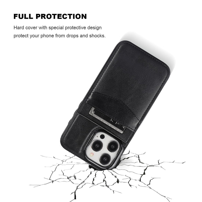 [AUSTRALIA] - KIHUWEY Compatible with iPhone 15 Pro Max Case Wallet with Credit Card Holder, Flip Premium Leather Magnetic Clasp Kickstand Heavy Duty Protective Cover for iPhone 15 Pro Max 6.7 Inch (Black) Black 