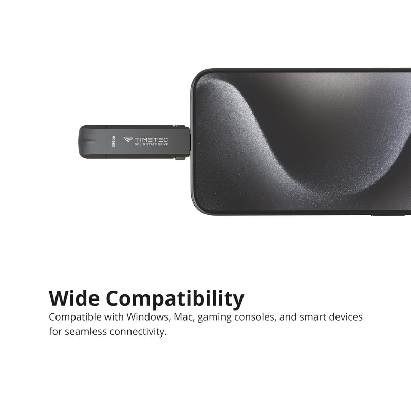 Timetec 256GB Pro Portable USB 3.2 Gen 2 Type-C/Type-A SSD Read Speed 1000MB/s Solid State Drive Stick