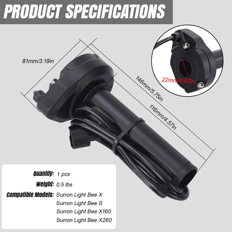 [AUSTRALIA] - Throttle Grip with Rolling Bearing for Surron Light Bee X/S & Segway X160/X260 Black 