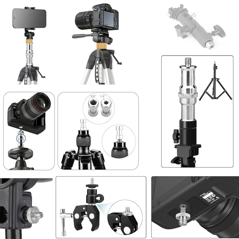 [AUSTRALIA] - 30Pack Camera Tripod Screw Mount Kit 1/4 to 3/8 Inch Adapter Threaded Converter 1/4" Swivel Ball Head and Hot Shoe E Clip for DSLR/Monopod/Flash Light/Quick Release Plate 