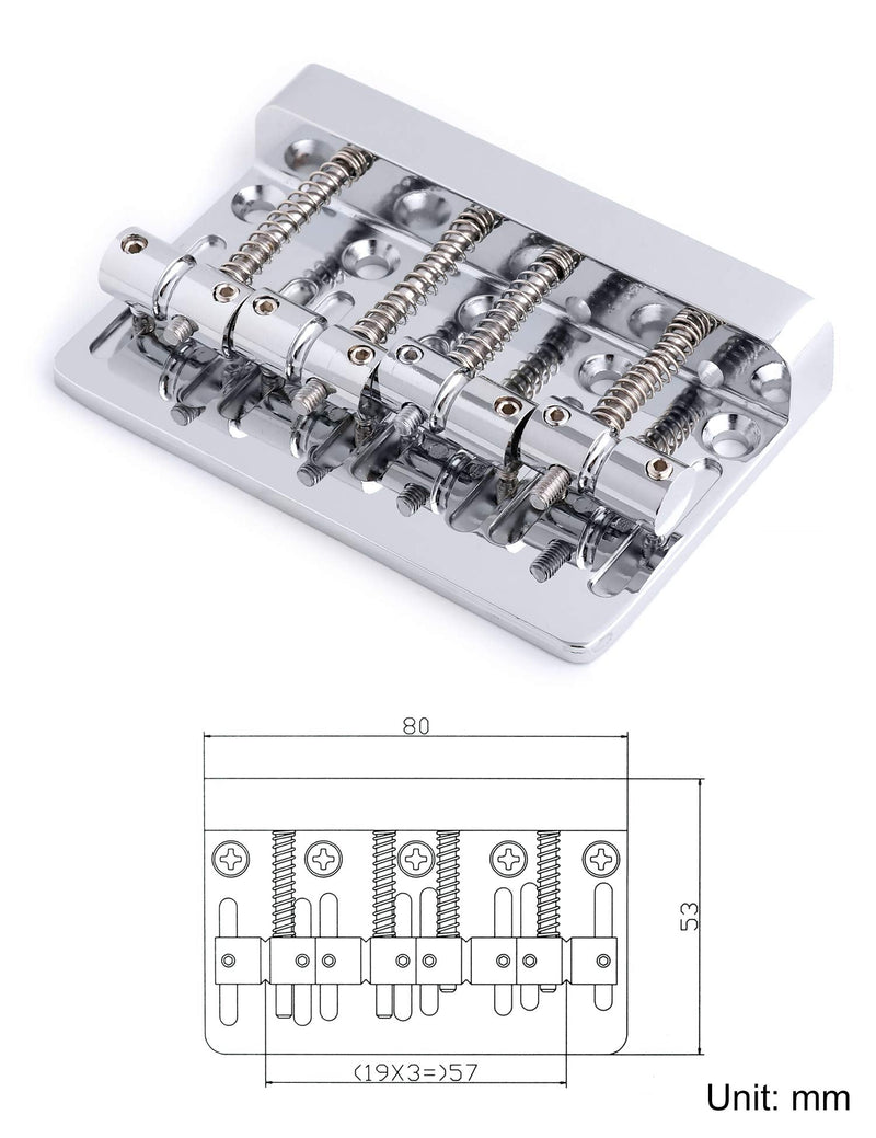 Metallor 4 String Bass Bridge Tailpiece Fixed Saddles for Electric Bass Guitar Jazz Bass or Precision Bass Chrome.
